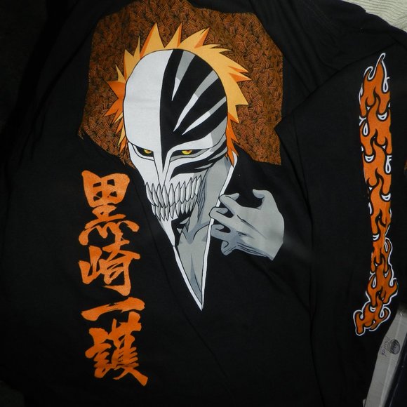 NEW Bleach Ichigo Orange Flame 20th Anniversary Adult Long Sleeve T-Shirt NWT - Picture 10 of 16